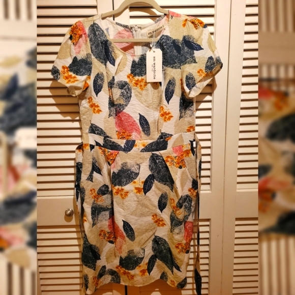 NWT SM WORDROBE Printed Leafs Dress 100 COTTON - Picture 8 of 16
